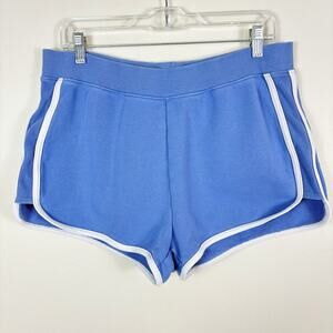 Offline by Aerie Blue White Trim High Waisted High Rise Varsity Sweat Shorts